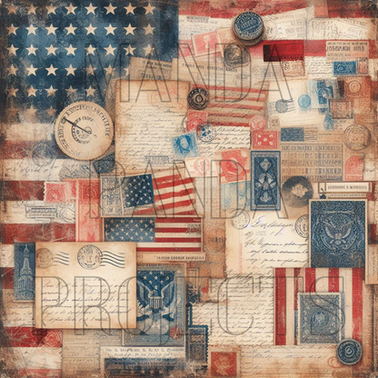 Vintage Americana Stamps Printable Bundle
