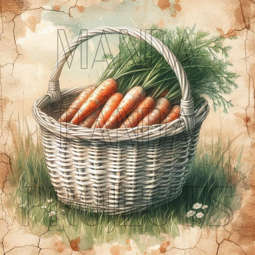 Vintage Carrot Basket Printable Bundle