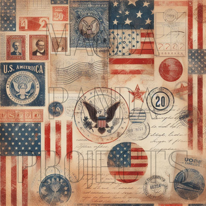 Vintage Americana Stamps Printable Bundle