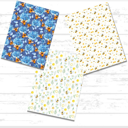 Bee Printable Scrapbook Paper Bundle | Honeycomb Beehive Honey Jar Bumblebee
