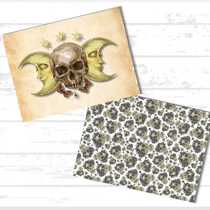 Floral Skull Scrapbook Paper Bundle | Pretty Halloween