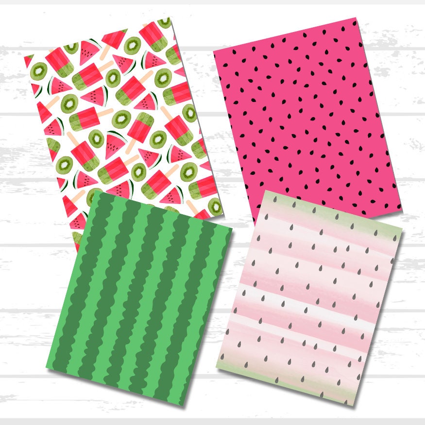 Digital Watermelon Scrapbook Paper Bundle | Summer Fruit