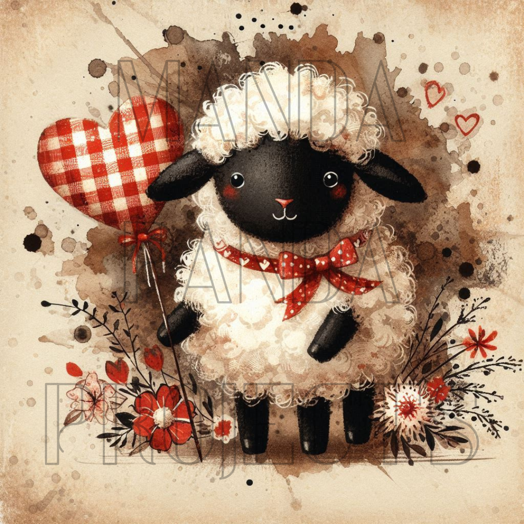 Valentines Day Primitive Black Sheep Printable Bundle