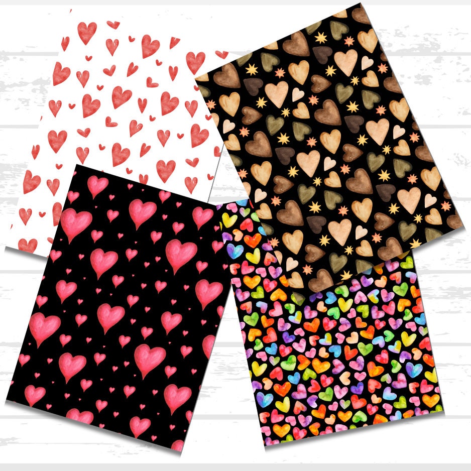 Valentines Day Scrapbook Paper Bundle | Hearts
