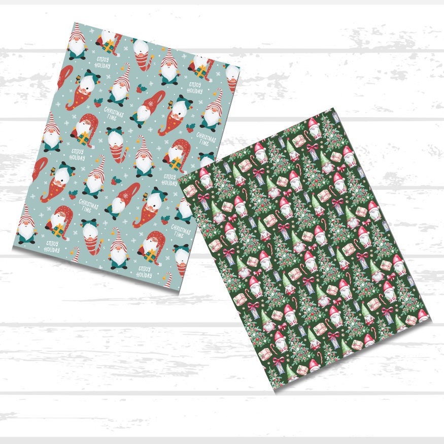 Christmas Gnomes Printable Scrapbook Paper Bundle | Winter Holiday Gnomes