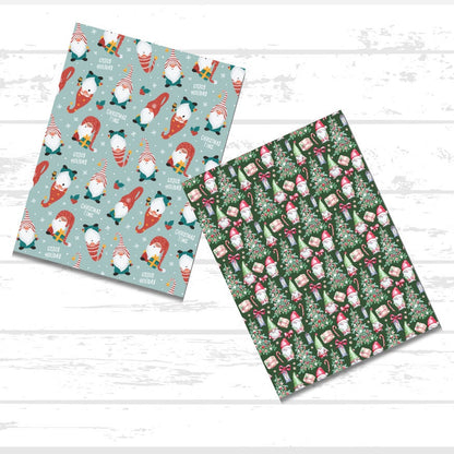 Christmas Gnomes Printable Scrapbook Paper Bundle | Winter Holiday Gnomes