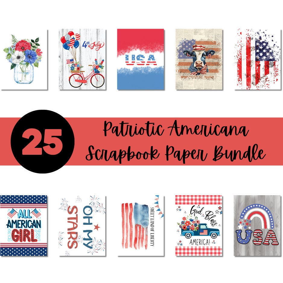 Patriotic Americana Printable Bundle | 4th of July | USA | Red white and blue