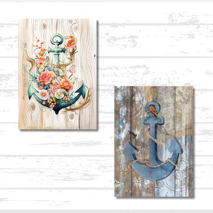 Nautical Printable & Scrapbook Paper Bundle | Coastal Beach Anchor