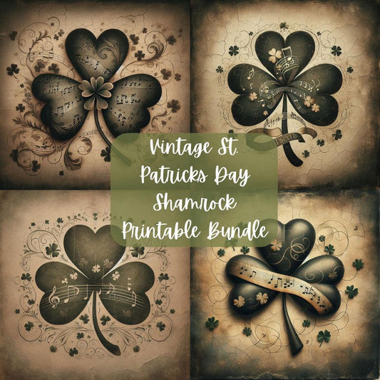 St. Patricks Day Vintage Shamrock Printable Bundle
