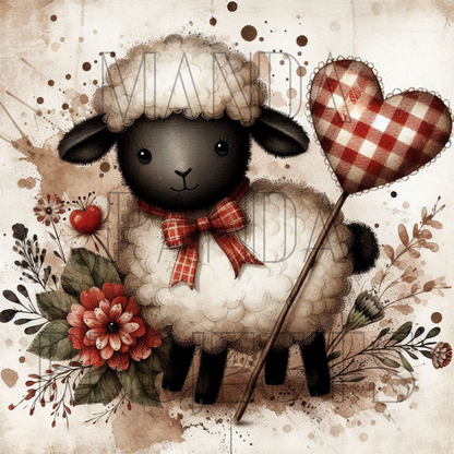 Valentines Day Primitive Black Sheep Printable Bundle