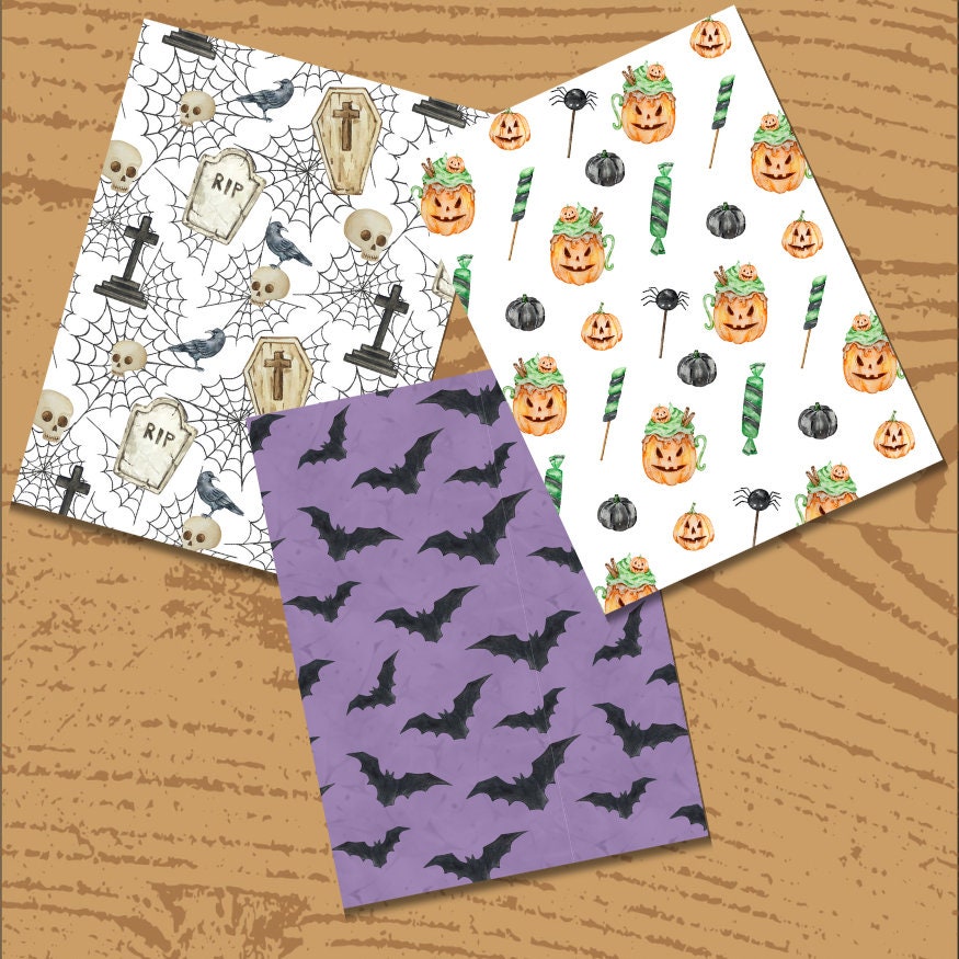 Digital Halloween Scrapbook Paper Bundle | Ghost Pumpkin Witch