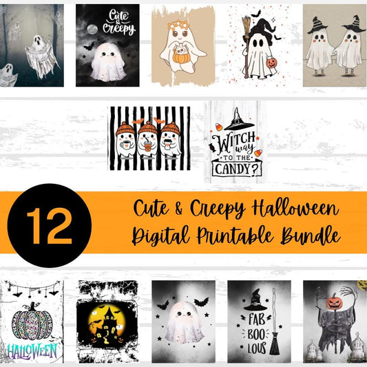 Digital Cute n' Creepy Halloween Printable Paper Bundle