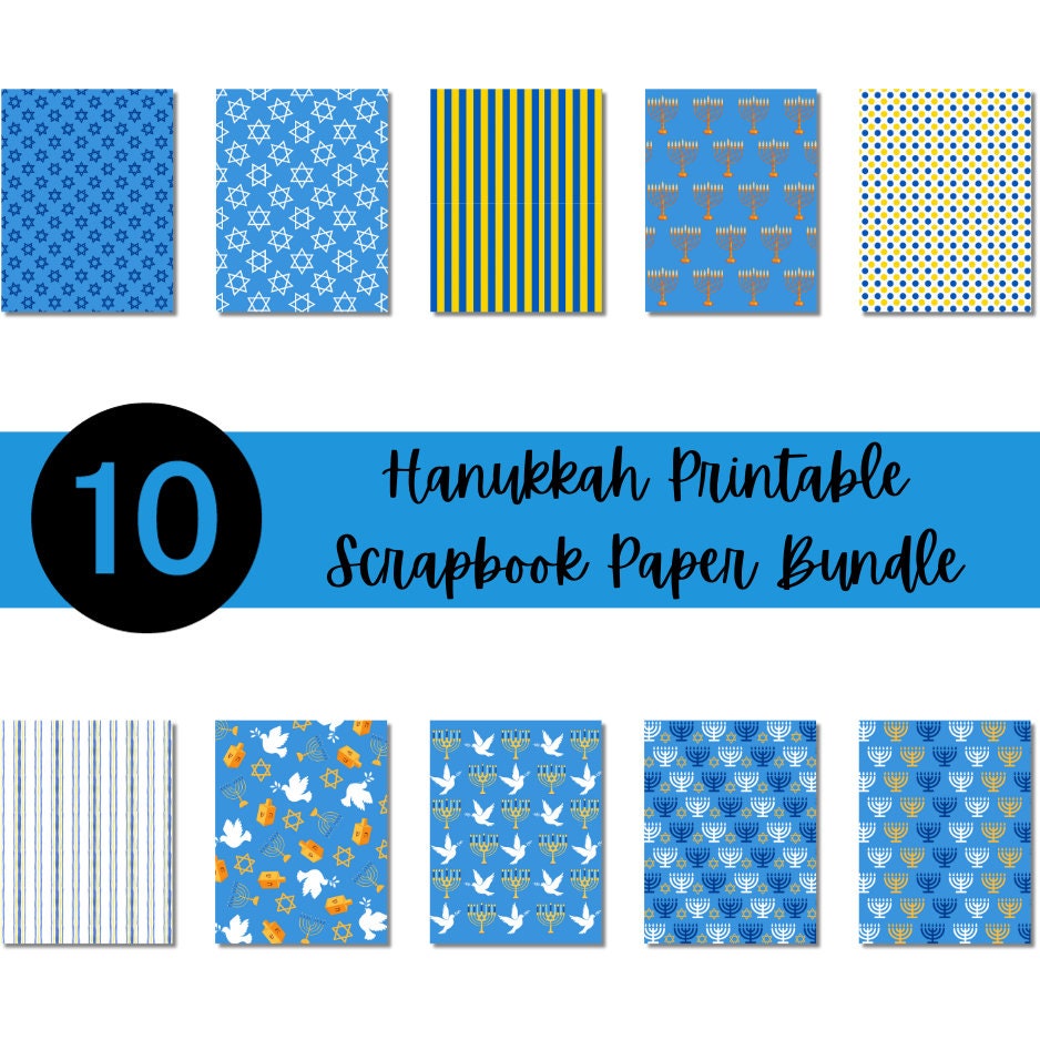 Hanukkah Printable Scrapbook Paper Bundle | Chanukah