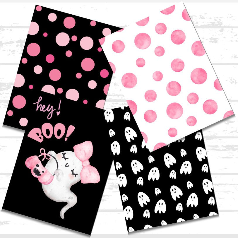 Pink Halloween Scrapbook Paper Printable Bundle