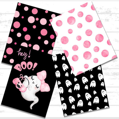 Pink Halloween Scrapbook Paper Printable Bundle