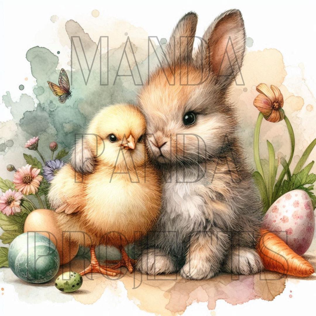 Chick and Bunny Hugging Printable Bundle