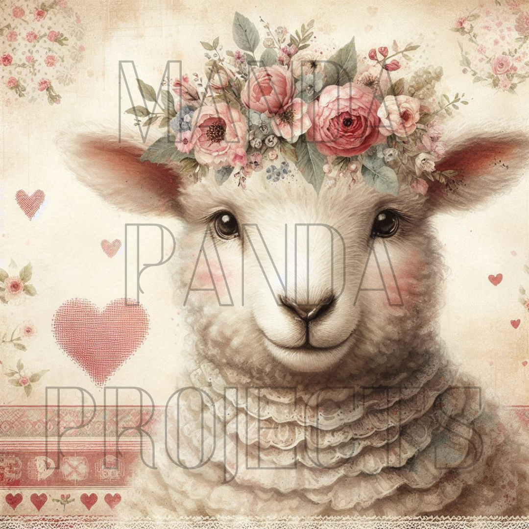 Pink Lamb with Floral Crown Printable Bundle