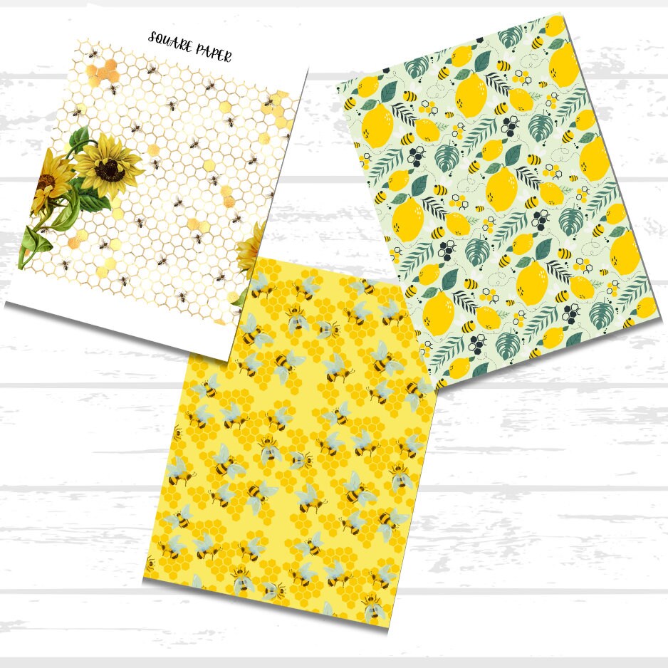 Bee Printable Scrapbook Paper Bundle | Honeycomb Beehive Honey Jar Bumblebee