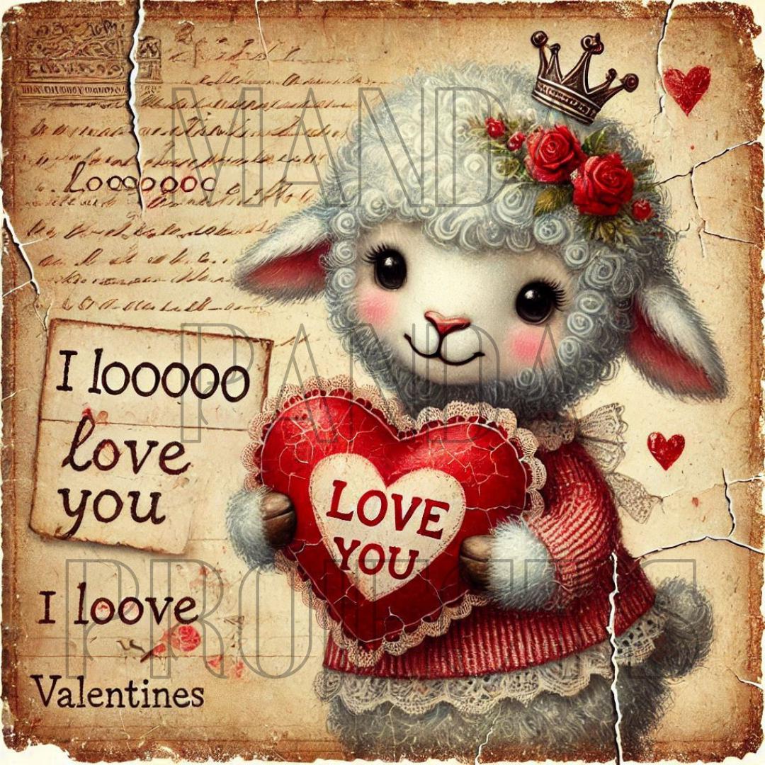 Vintage Valentines Day Lamb Printable Bundle