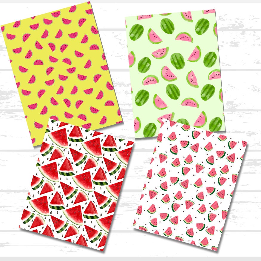 Digital Watermelon Scrapbook Paper Bundle | Summer Fruit