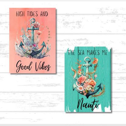 Nautical Printable & Scrapbook Paper Bundle | Coastal Beach Anchor