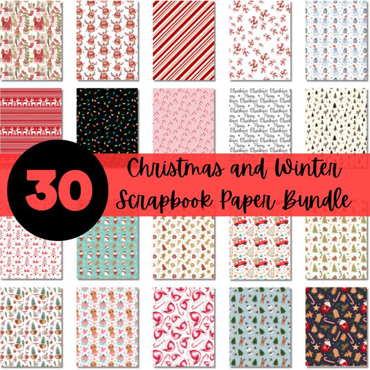 Christmas Printable Scrapbook Paper Bundle | Winter