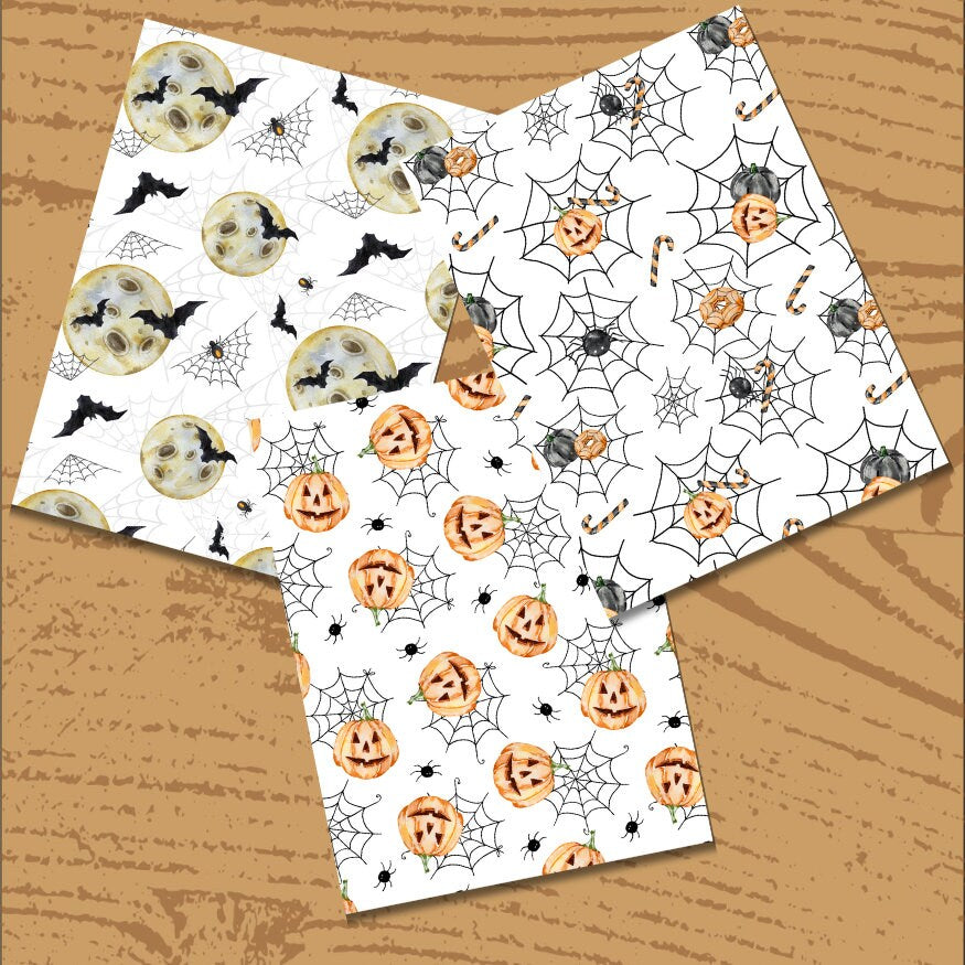 Digital Halloween Scrapbook Paper Bundle | Ghost Pumpkin Witch
