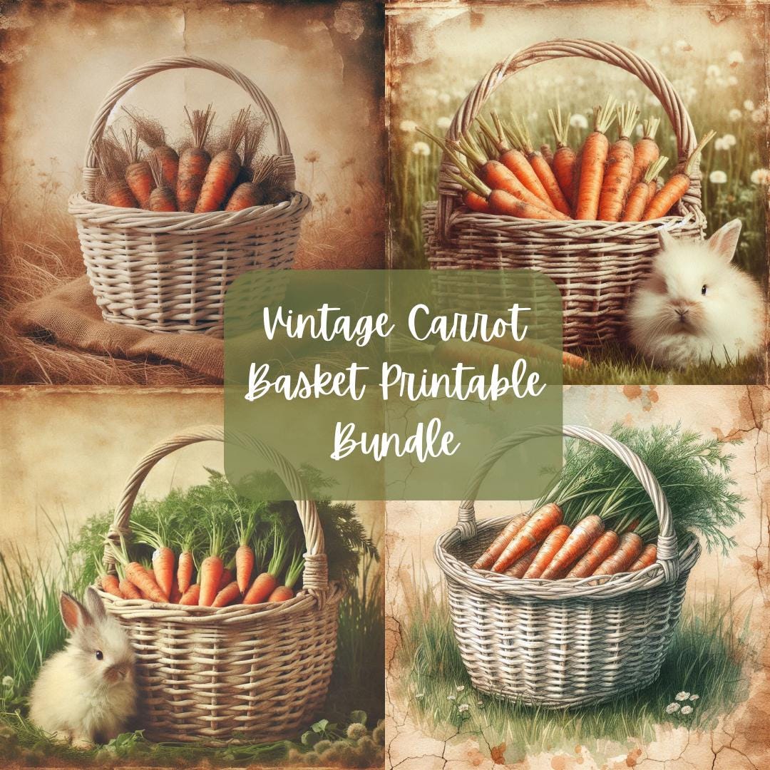 Vintage Carrot Basket Printable Bundle