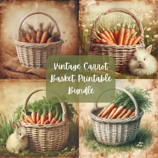 Vintage Carrot Basket Printable Bundle
