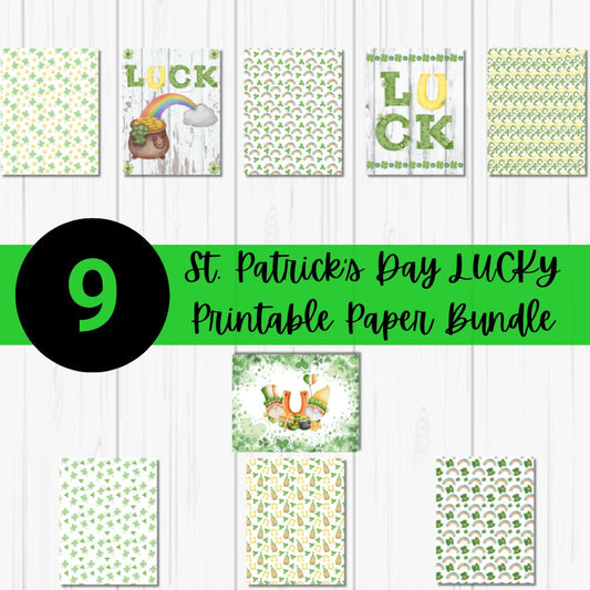 St. Patrick's Day LUCKY Printable Scrapbook Paper Bundle | Irish St. Patty's Day