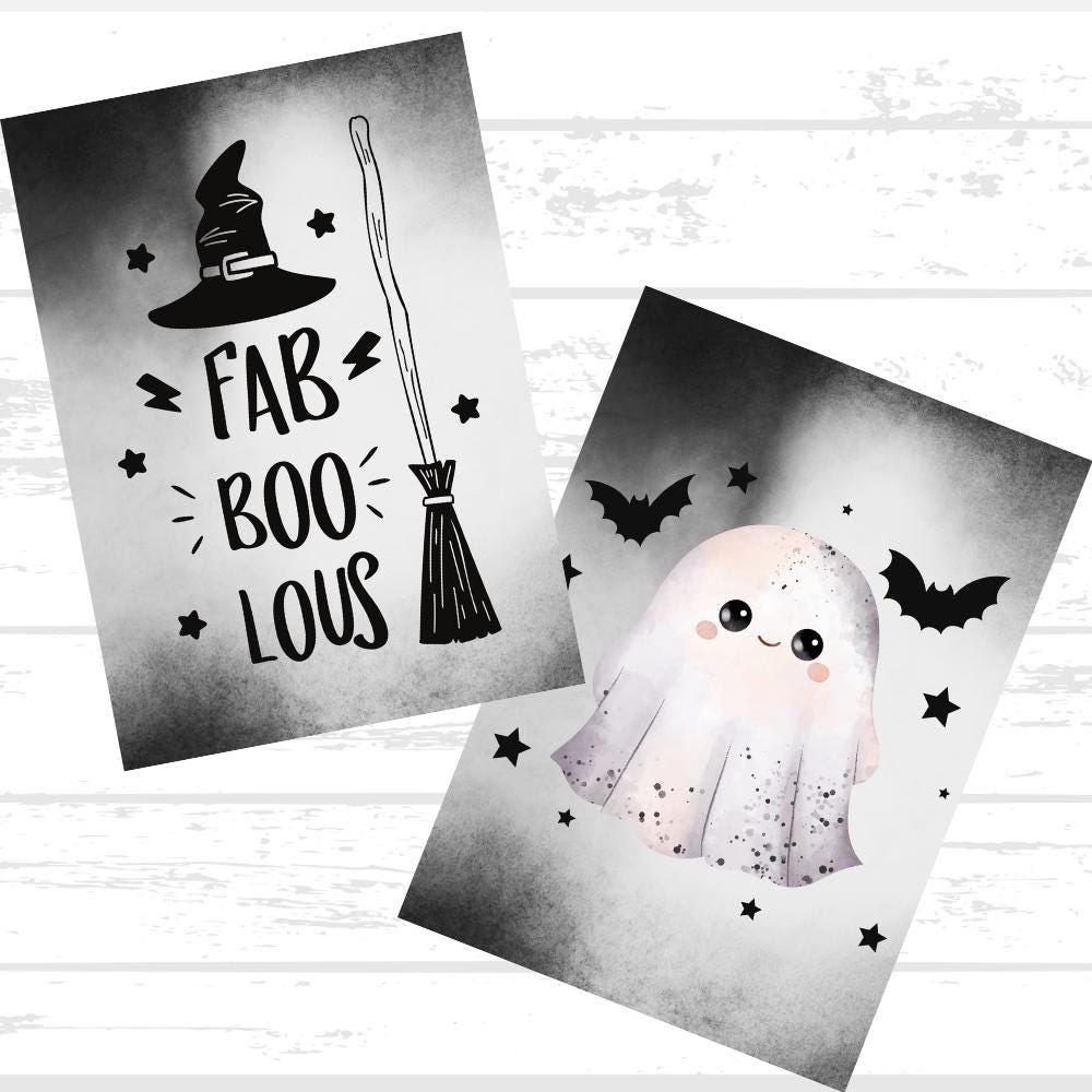 Digital Cute n' Creepy Halloween Printable Paper Bundle