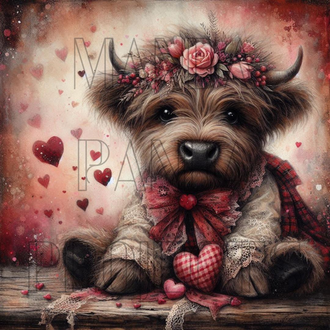 Cute Valentines Day Highland Cow Printable Bundle