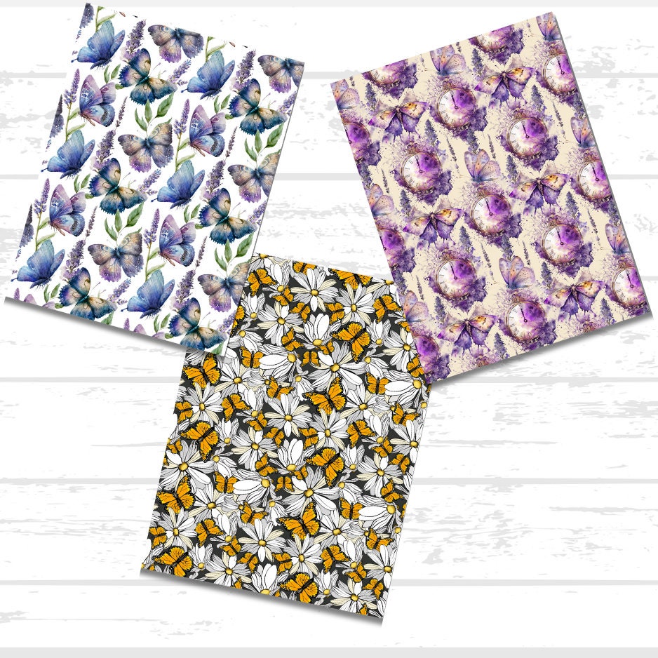 Butterfly Printable Scrapbook Paper Bundle | Spring Flowers