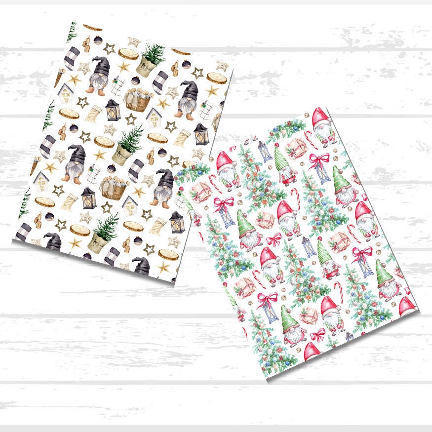 Christmas Gnomes Printable Scrapbook Paper Bundle | Winter Holiday Gnomes