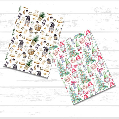 Christmas Gnomes Printable Scrapbook Paper Bundle | Winter Holiday Gnomes