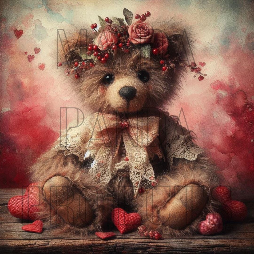 Valentines Day Vintage Teddy Bear Printable Bundle
