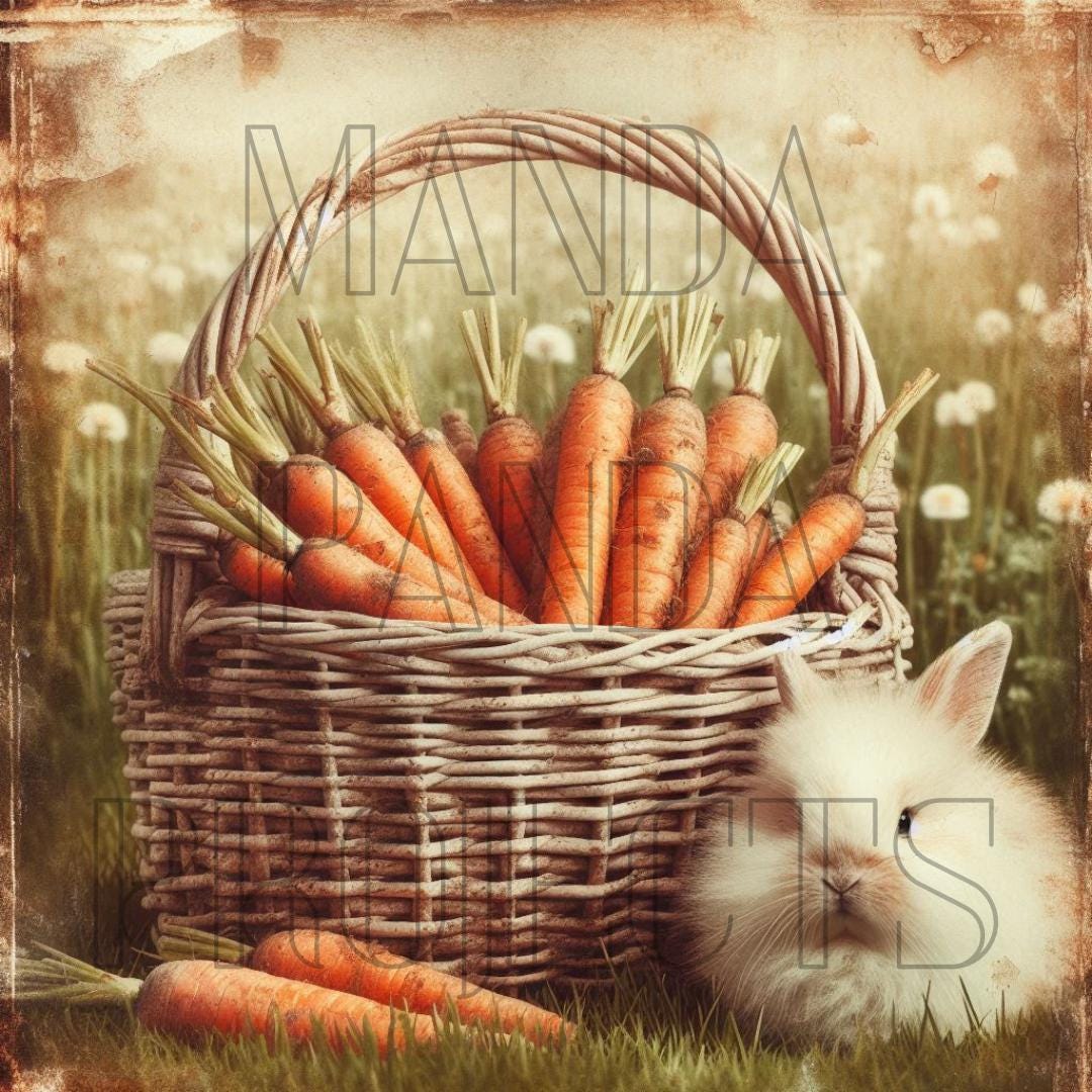 Vintage Carrot Basket Printable Bundle