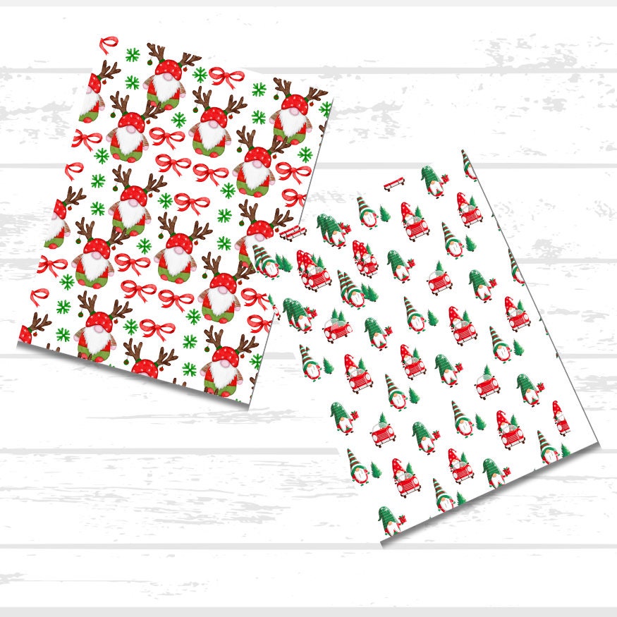 Christmas Gnomes Printable Scrapbook Paper Bundle | Winter Holiday Gnomes