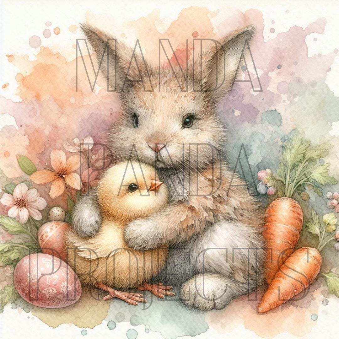 Chick and Bunny Hugging Printable Bundle