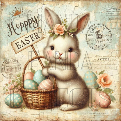 Vintage Hoppy Easter Bunny Printable Bundle