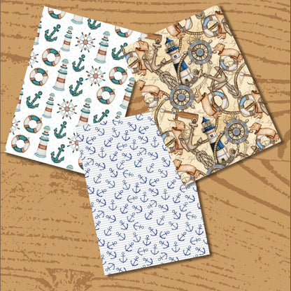 Nautical Printable & Scrapbook Paper Bundle | Coastal Beach Anchor