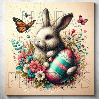Spring & Easter Floral Bunny Printable Bundle | Butterfly