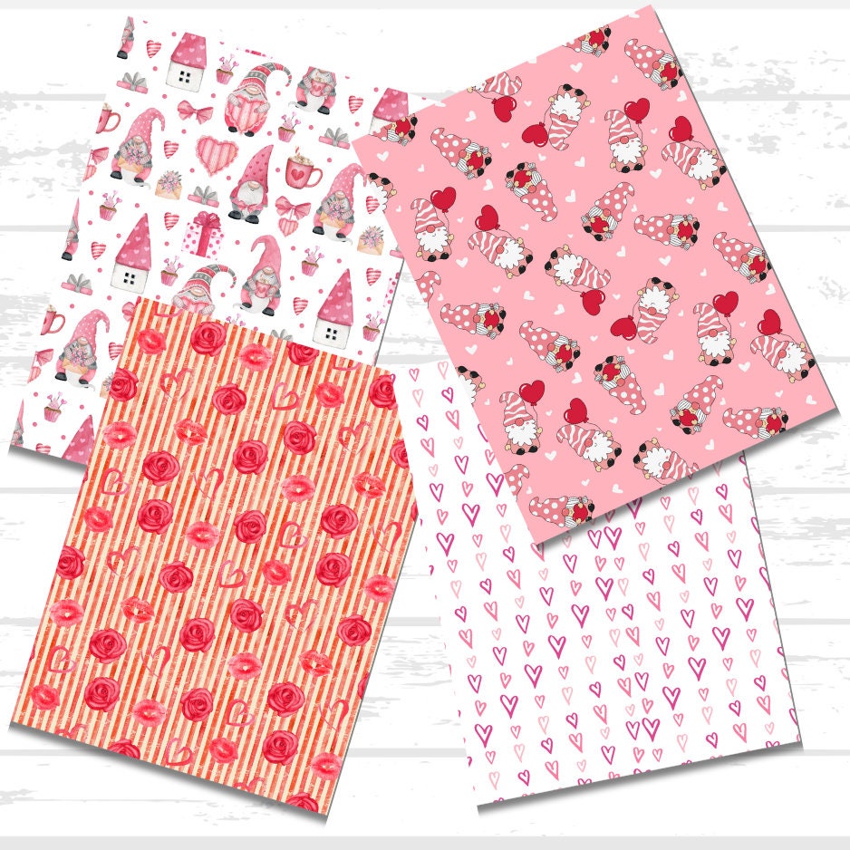 Valentines Day Scrapbook Paper Bundle | Hearts