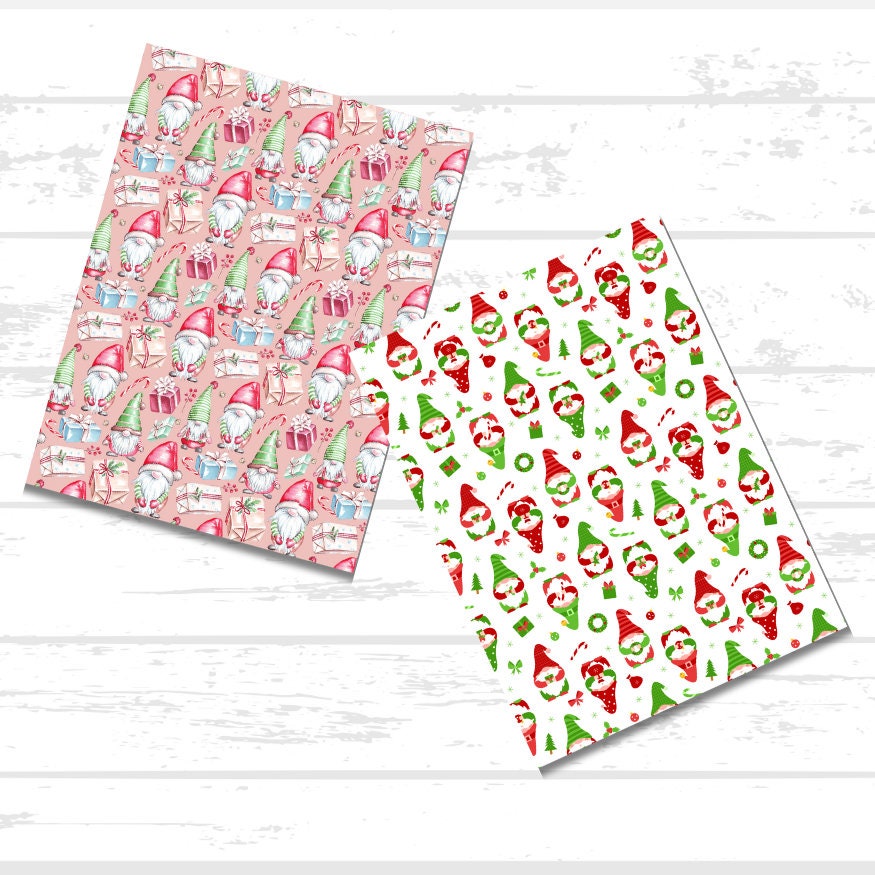 Christmas Gnomes Printable Scrapbook Paper Bundle | Winter Holiday Gnomes