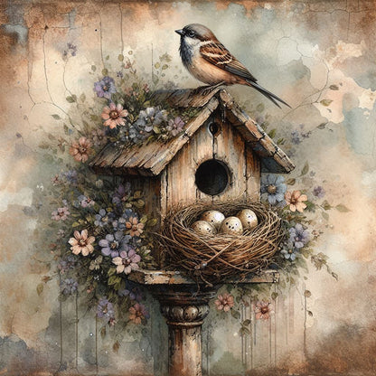 Vintage Spring Birdhouse and Nest Printable Bundle