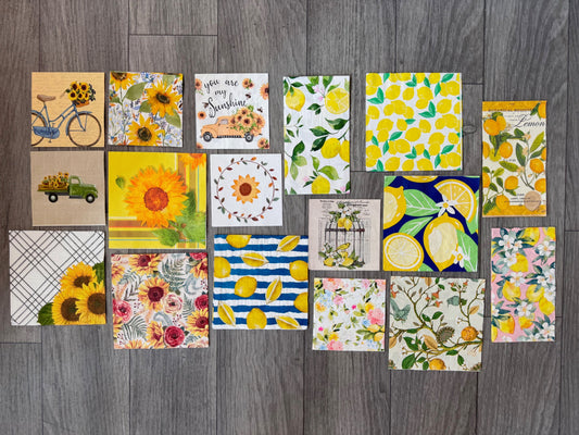 "Mellow Yellow" Sunflower and Lemon Napkin Pack - 17 Napkins