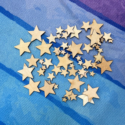 Small Wood Shape Packs - Hearts | Stars | Circles | Tile | Oblong