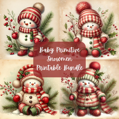Baby Primitive Snowman Printable Bundle