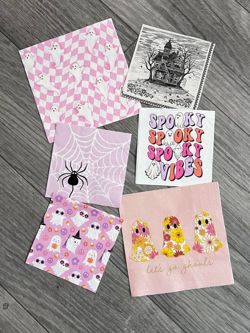 "Pretty in Pink" Halloween Napkin Pack - 6 Napkins