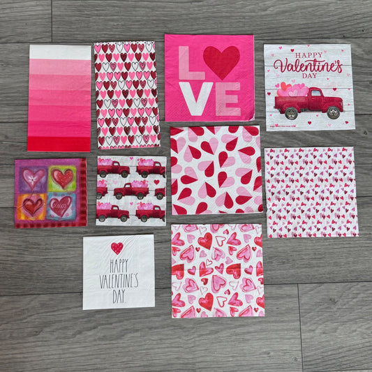 "Color me Red" Valentines Day Napkin Pack - 10 Napkins